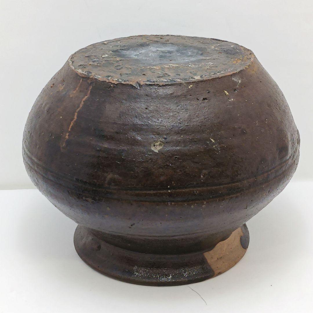 Y2227-1 時代物 唐津？ 水指 高さ15㎝ 時代合わせ箱付き　た
