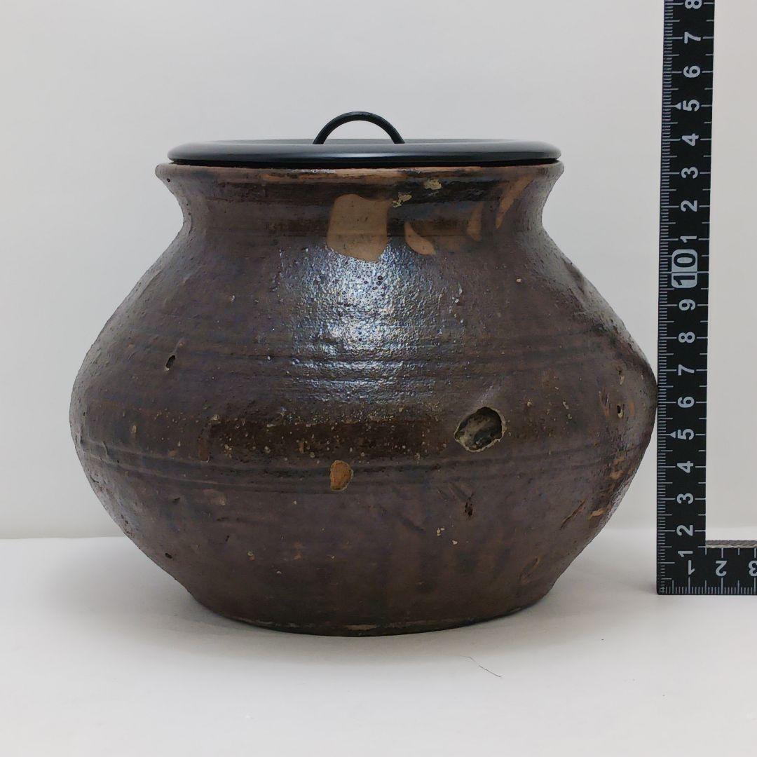 Y2227-1 時代物 唐津？ 水指 高さ15㎝ 時代合わせ箱付き　た