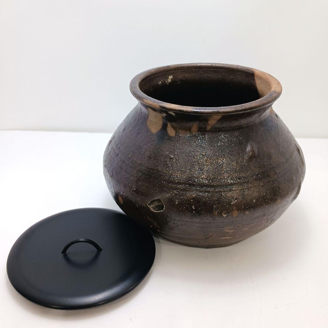 Y2227-1 時代物 唐津？ 水指 高さ15㎝ 時代合わせ箱付き　た