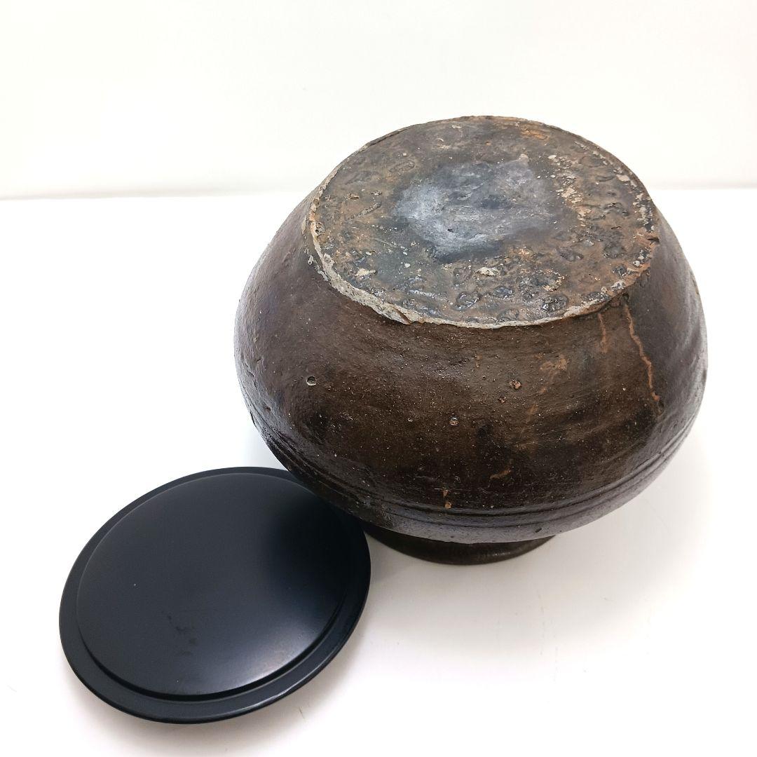 Y2227-1 時代物 唐津？ 水指 高さ15㎝ 時代合わせ箱付き　た