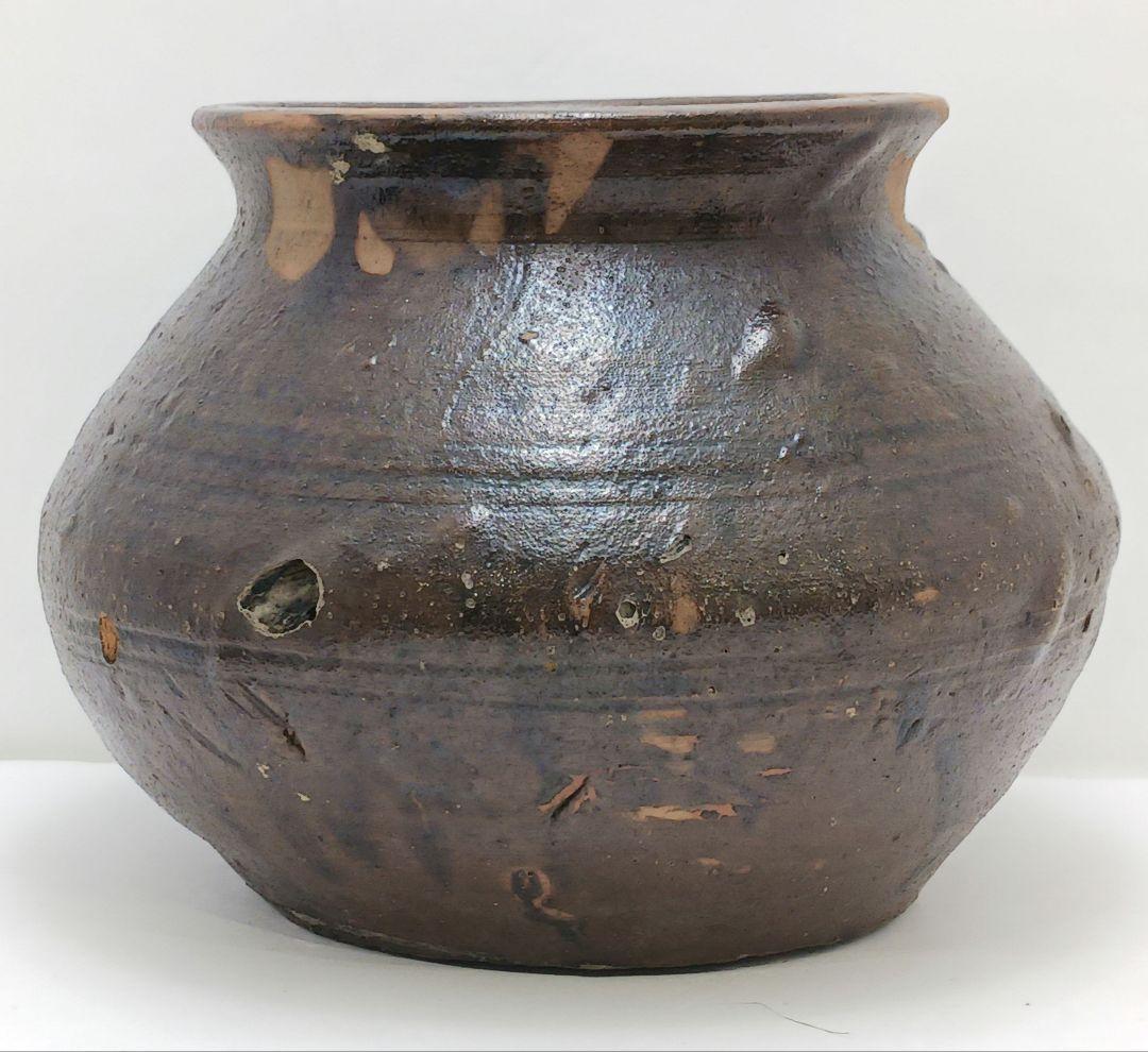 Y2227-1 時代物 唐津？ 水指 高さ15㎝ 時代合わせ箱付き　た