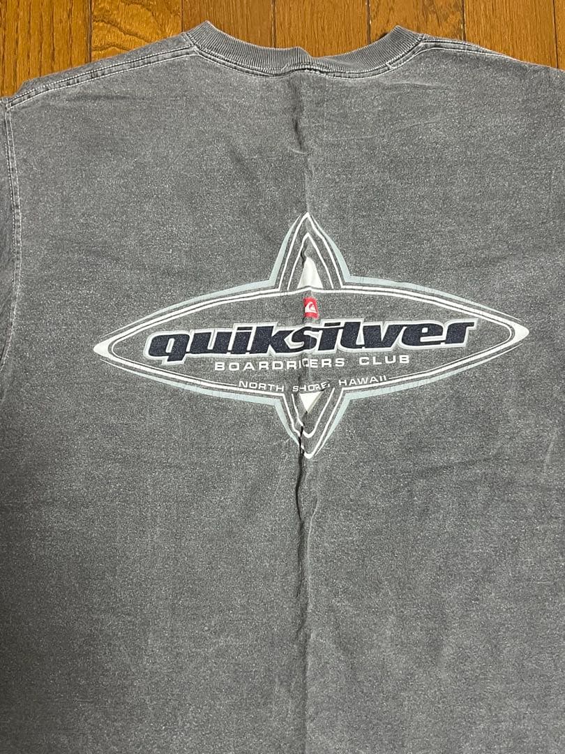 1番クイックシルバーのグレーTシャツMサイズUSA古着ボードライダーズクラブ