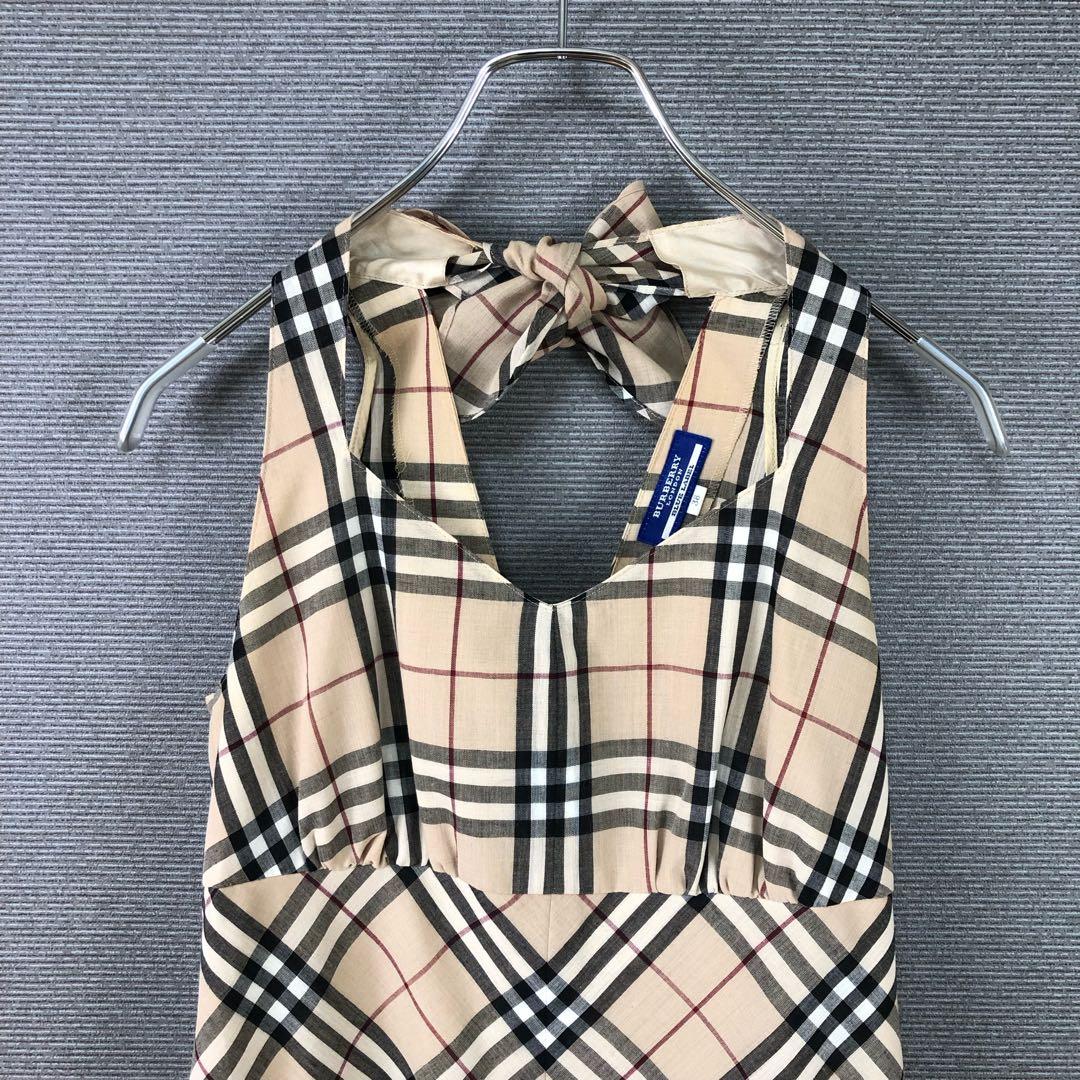 BURBERRY ホルターネック ノバチェック ワンピース 38 ベージュ