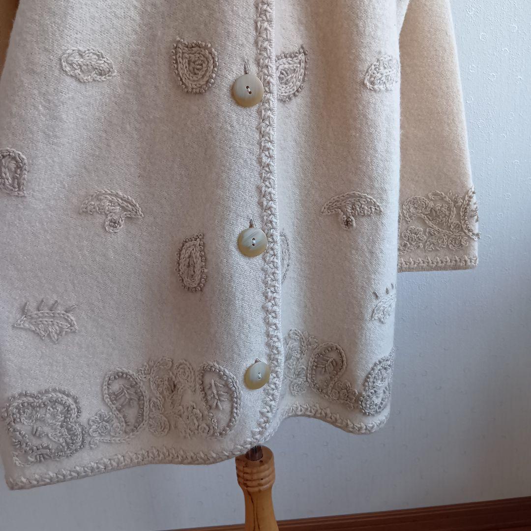 刺繍コート ウール100%