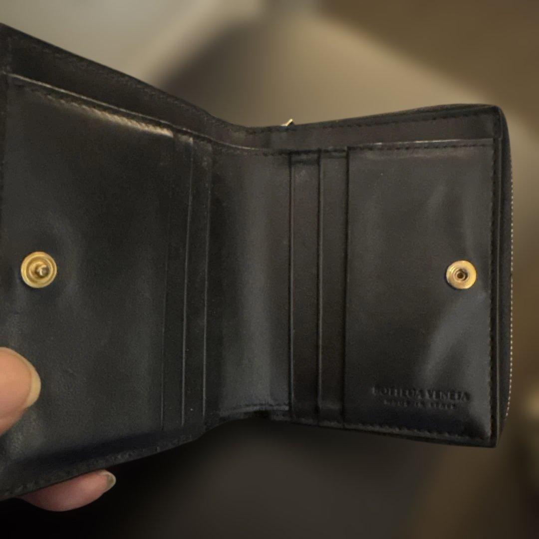 ブラックレザーパッチワーク二つ折り財布