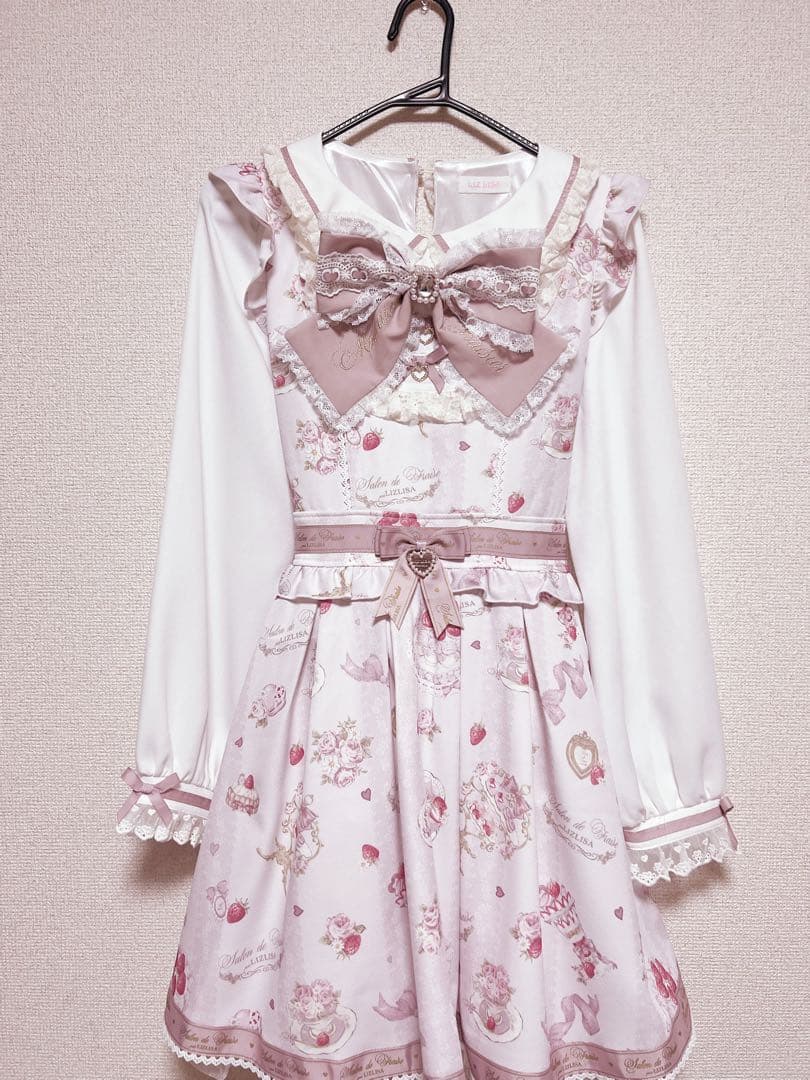 LIZLISA リズリサ Salon de Fraise 柄ワンピース ピンク