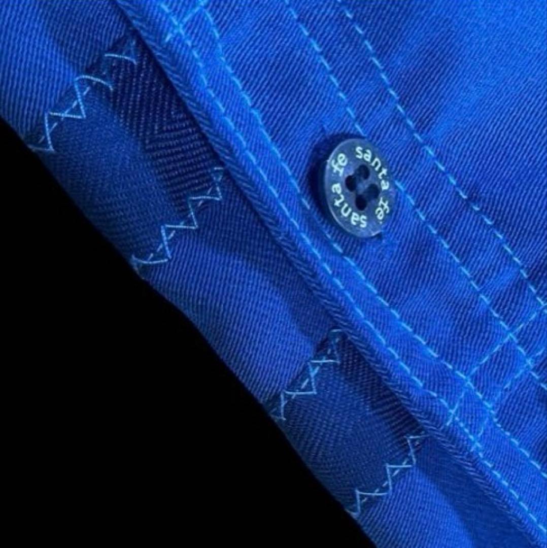希少！ 90s santa fe フード付ジャケット 刺繍 ロゴ ブルー 日本製