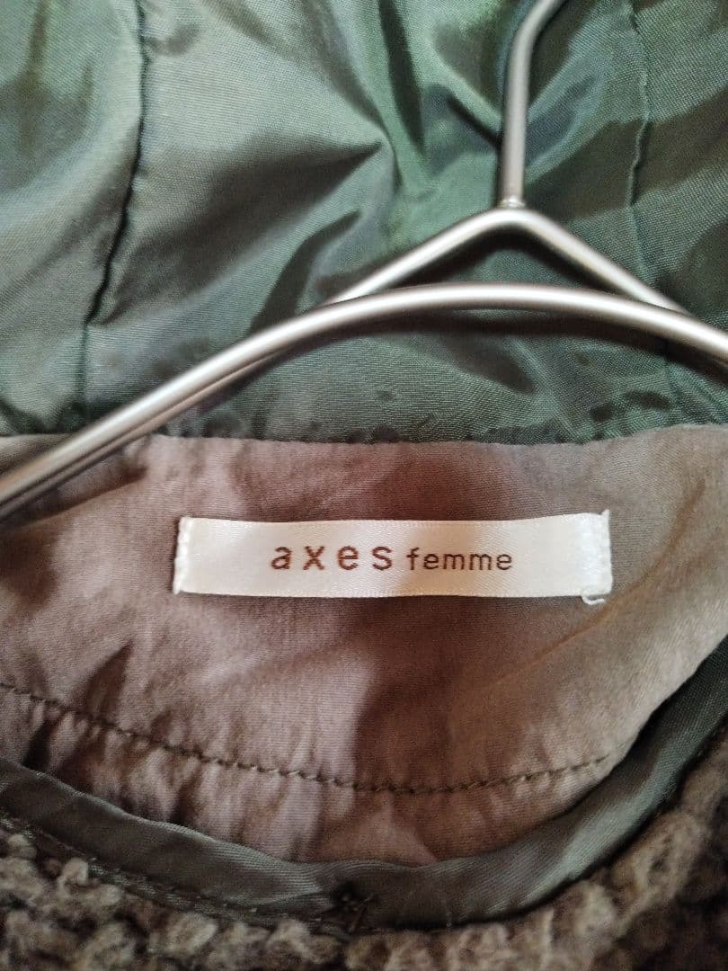 axesfemme 森ガール モッズコート フリル レース ファー リボン 編上