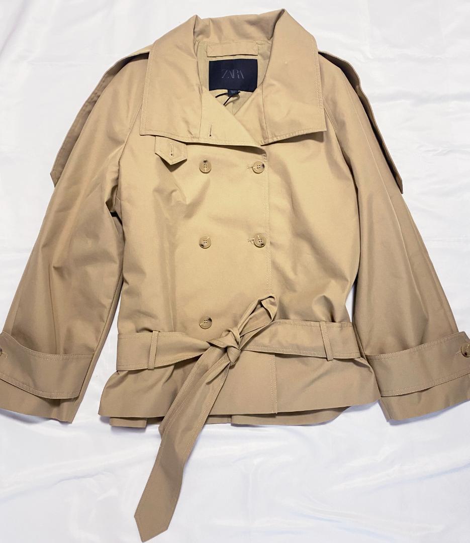 ZARA ショート丈ハイネックトレンチコートZW COLLECTION　S