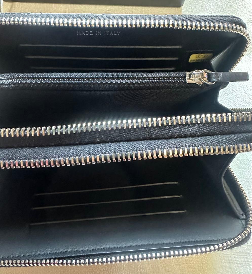新品同様　超美品　シャネル　キャビアスキン　財布　ダブルジップ　黒　カード入