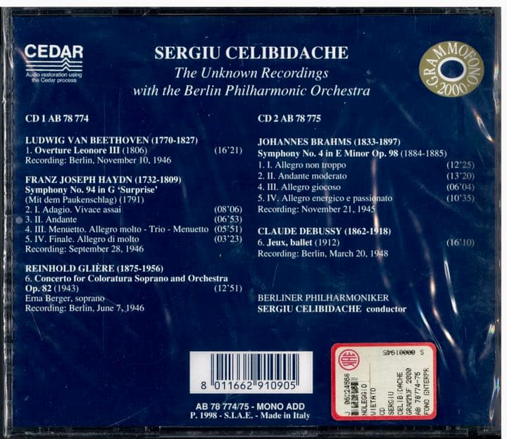 【新品未開封 2CD 1998年イタリア輸入盤】チェリビダッケ ベルリンフィル