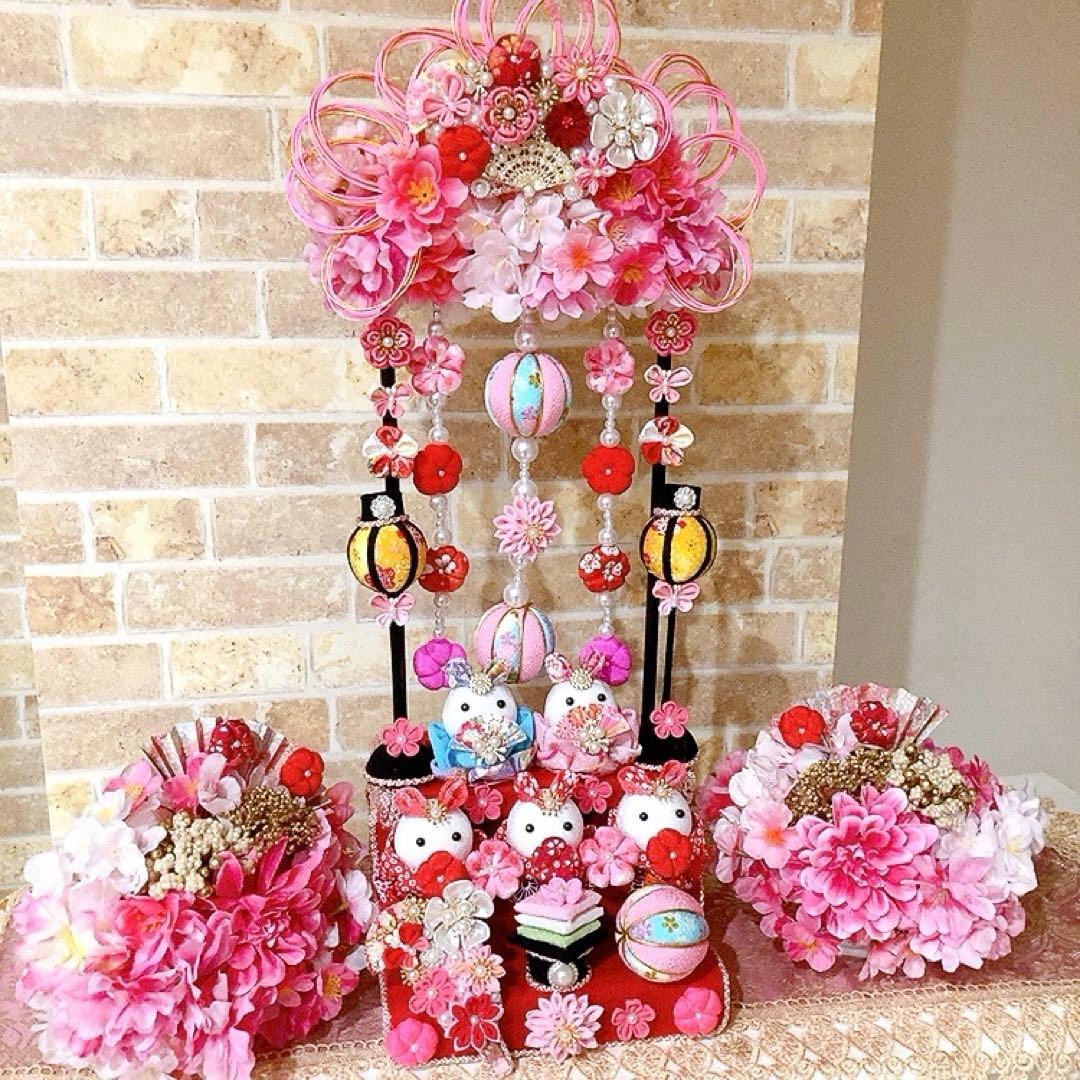 超豪華！最高峰のお雛様♡八重桜と吊るし飾りのお雛様3段飾り♡ひな祭り♡桃の節句