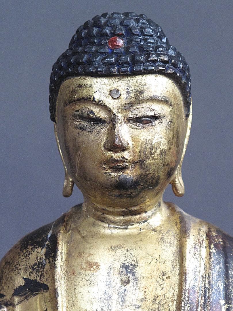 古仏像!!『木造 阿弥陀如来立像』総高27㎝ 像高23㎝
