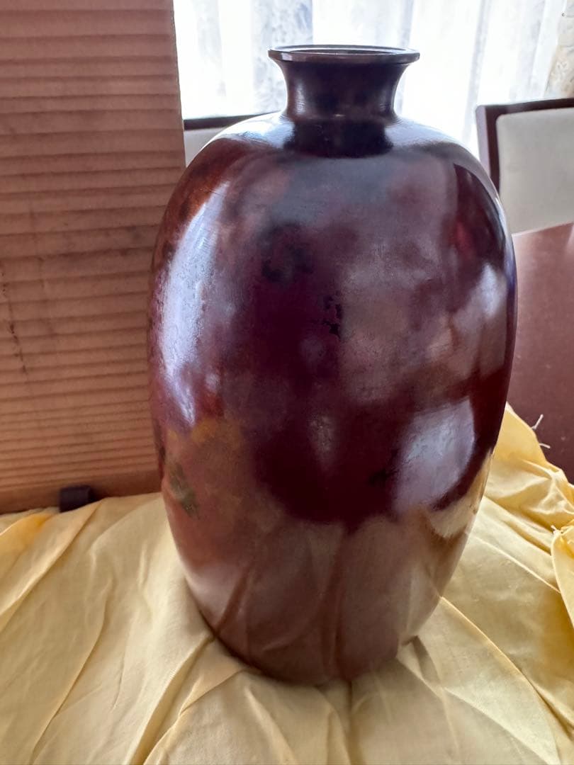 お値下げ中◇新品　青銅　まゆ形　花瓶　勘渓工房　金属工芸品　高級　桐箱入り