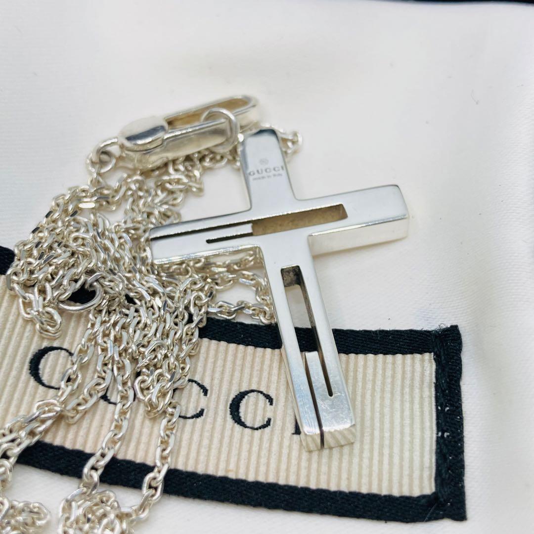 極美品✨ GUCCI グッチ ネックレス クロス カットアウトG AG925