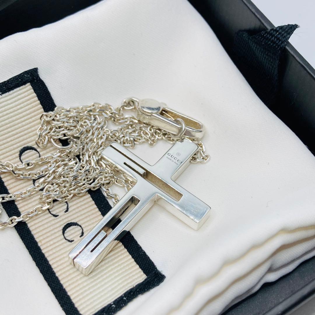 極美品✨ GUCCI グッチ ネックレス クロス カットアウトG AG925