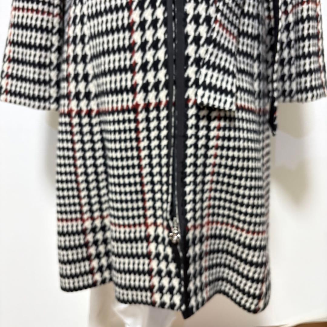 M’S GRACY エムズグレイシー 千鳥格子 ファー襟 ベルト付コート 40