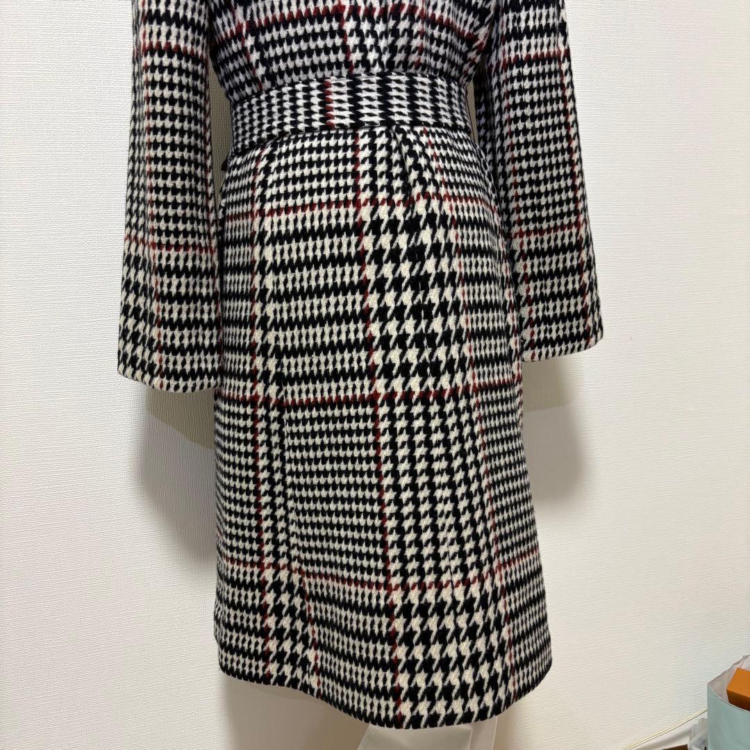 M’S GRACY エムズグレイシー 千鳥格子 ファー襟 ベルト付コート 40