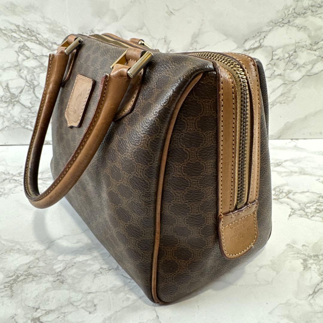 CELINE セリーヌ マカダム柄 PVC×本革 レザー ボストンバッグ