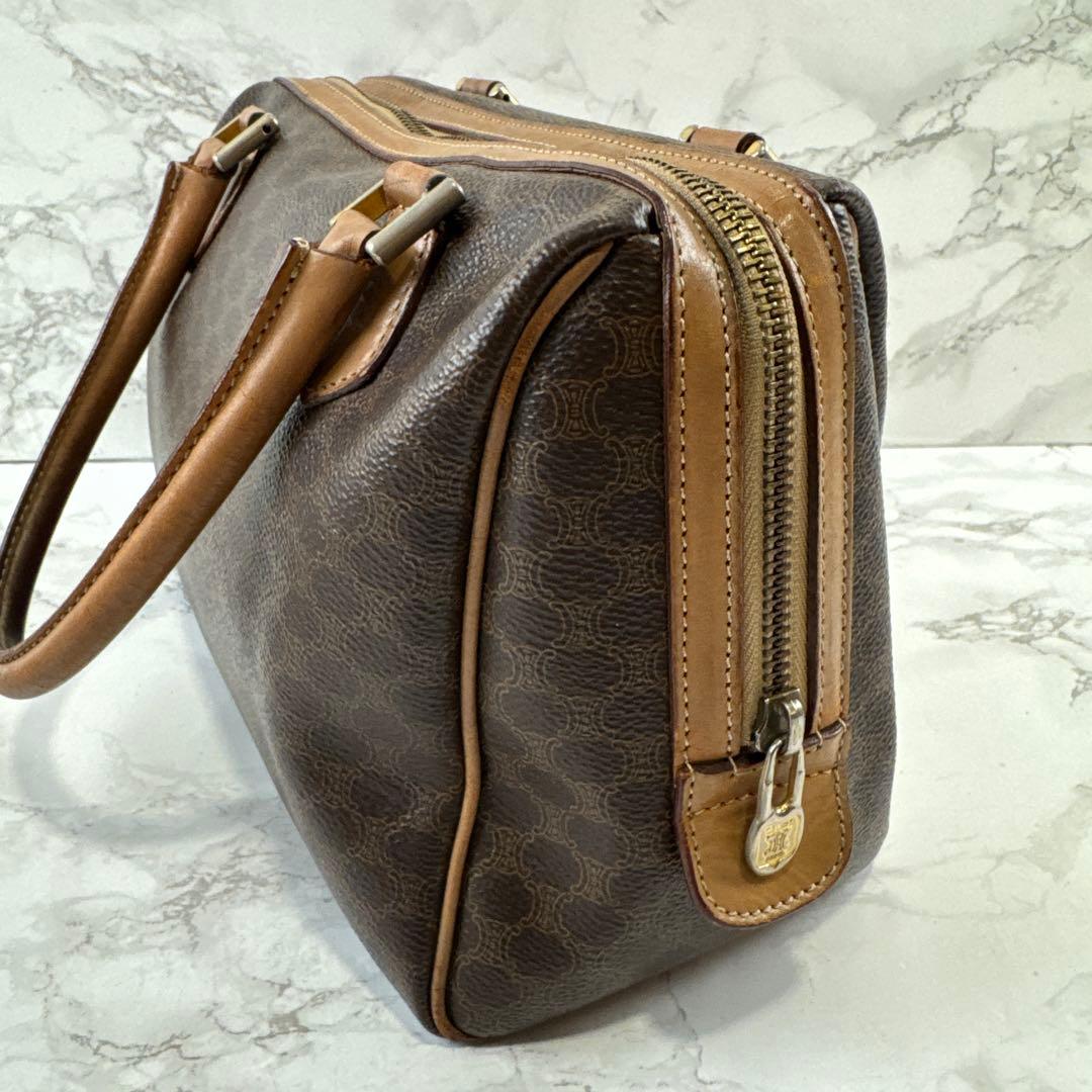 CELINE セリーヌ マカダム柄 PVC×本革 レザー ボストンバッグ