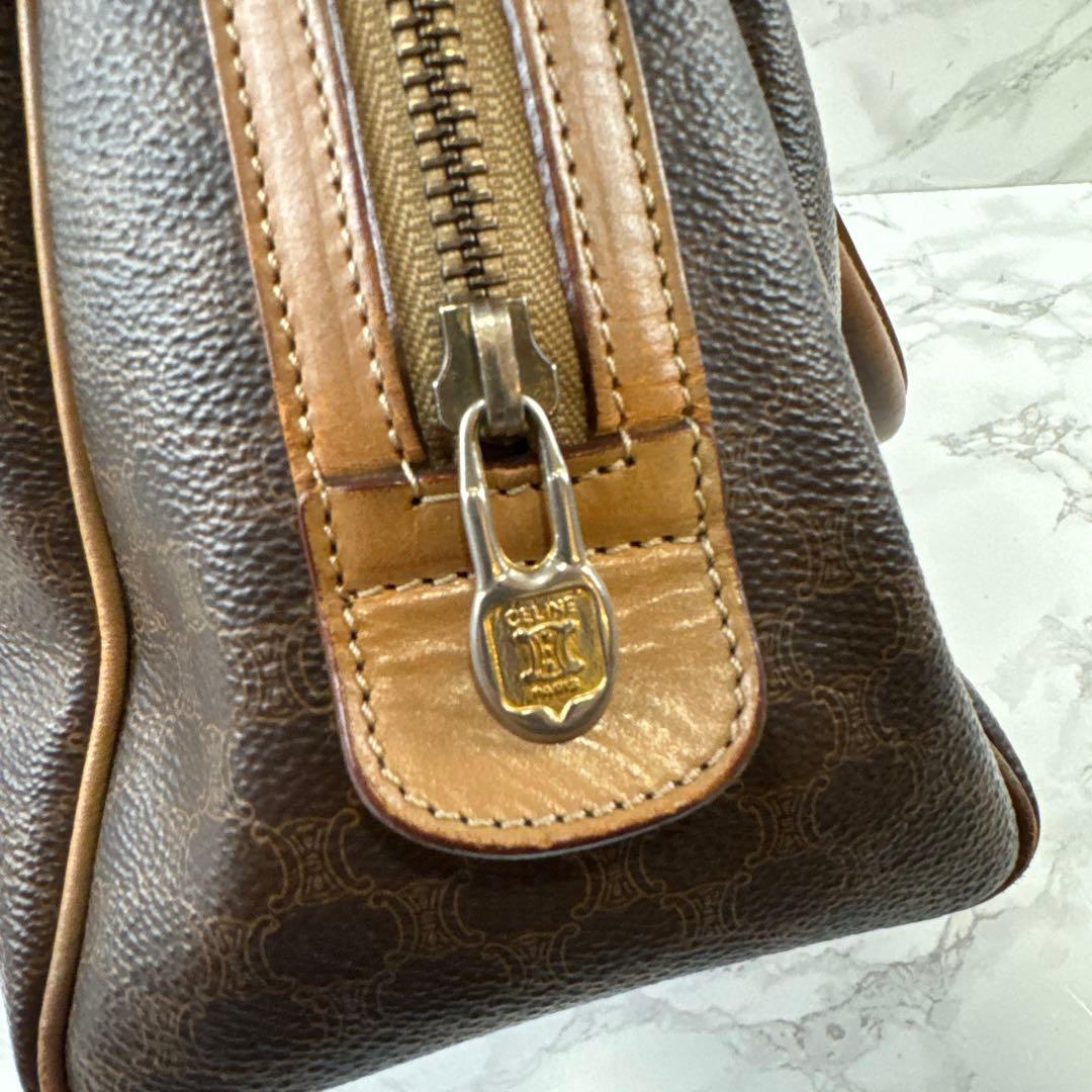 CELINE セリーヌ マカダム柄 PVC×本革 レザー ボストンバッグ