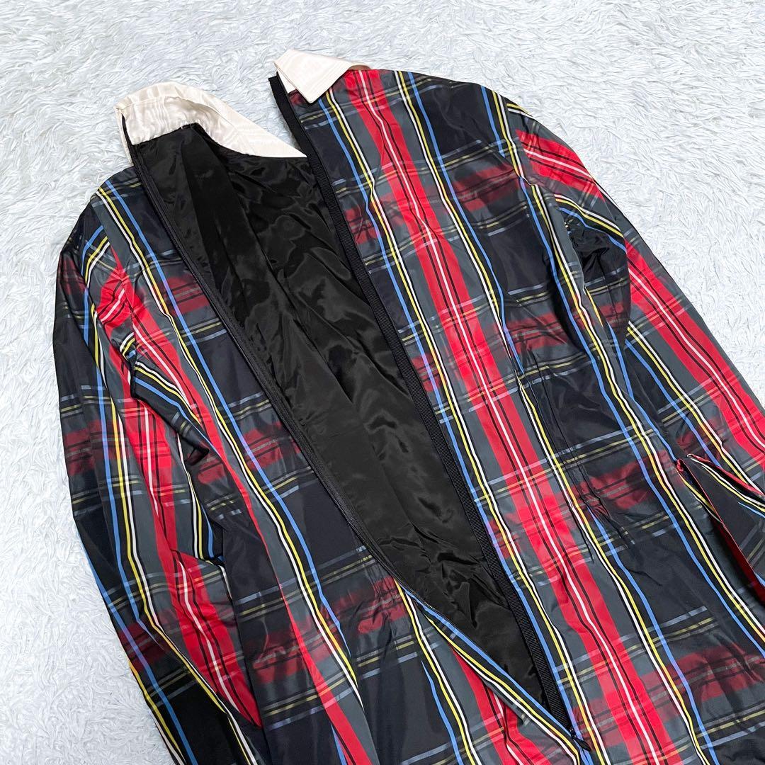 モスキーノ フリル変形 チェック 長袖シャツ ワンピース ドレス 42 L〜XL