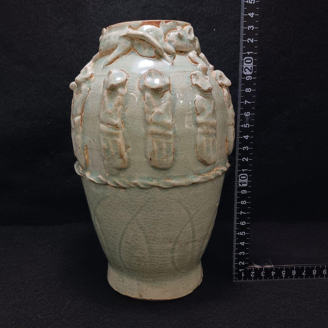 Y2952-4 中国 緑釉 十二支花瓶 高さ23.5㎝ 置物　#8