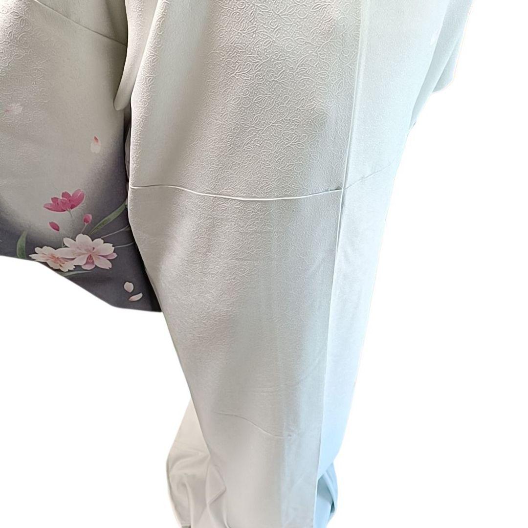 k*i様 K128 袷 お召し物 着物 化繊 洗える 2尺袖 花 グレー