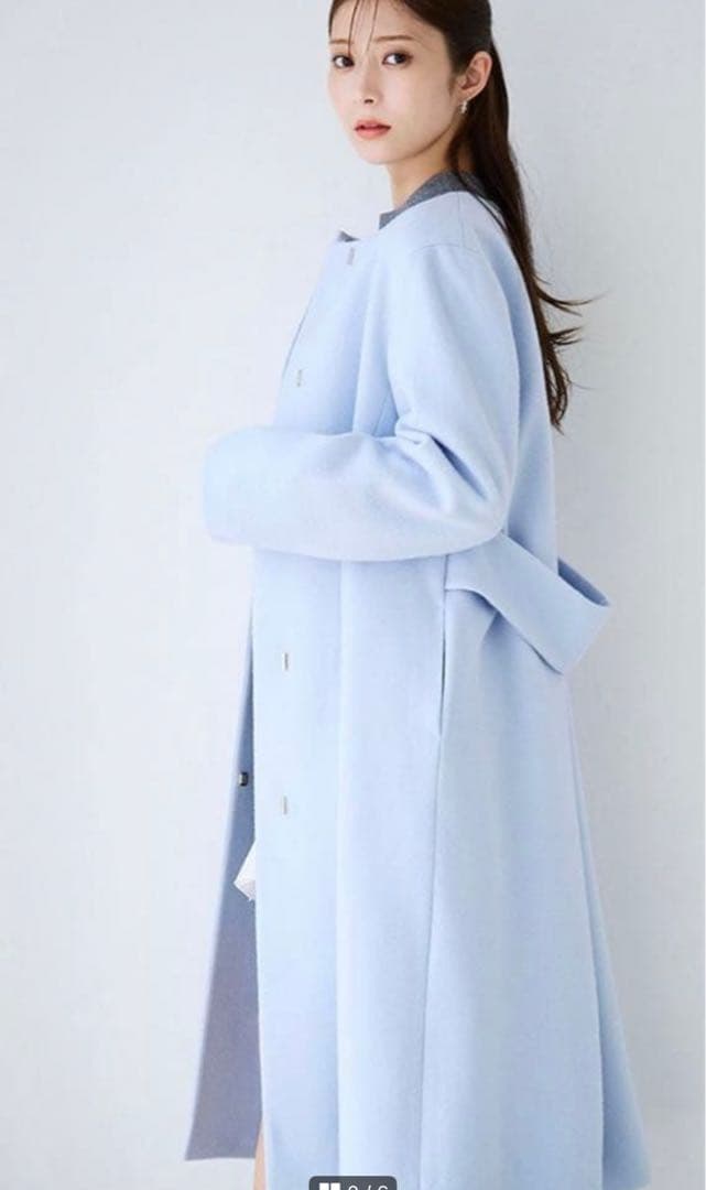 ★完売品★セルフォードCELFORD カシミア混ノーカラーコート36