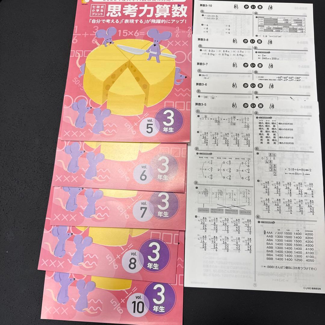 シチダ　七田式　小学生プリント　3年生　思考力国語　思考力算数　脳トレ