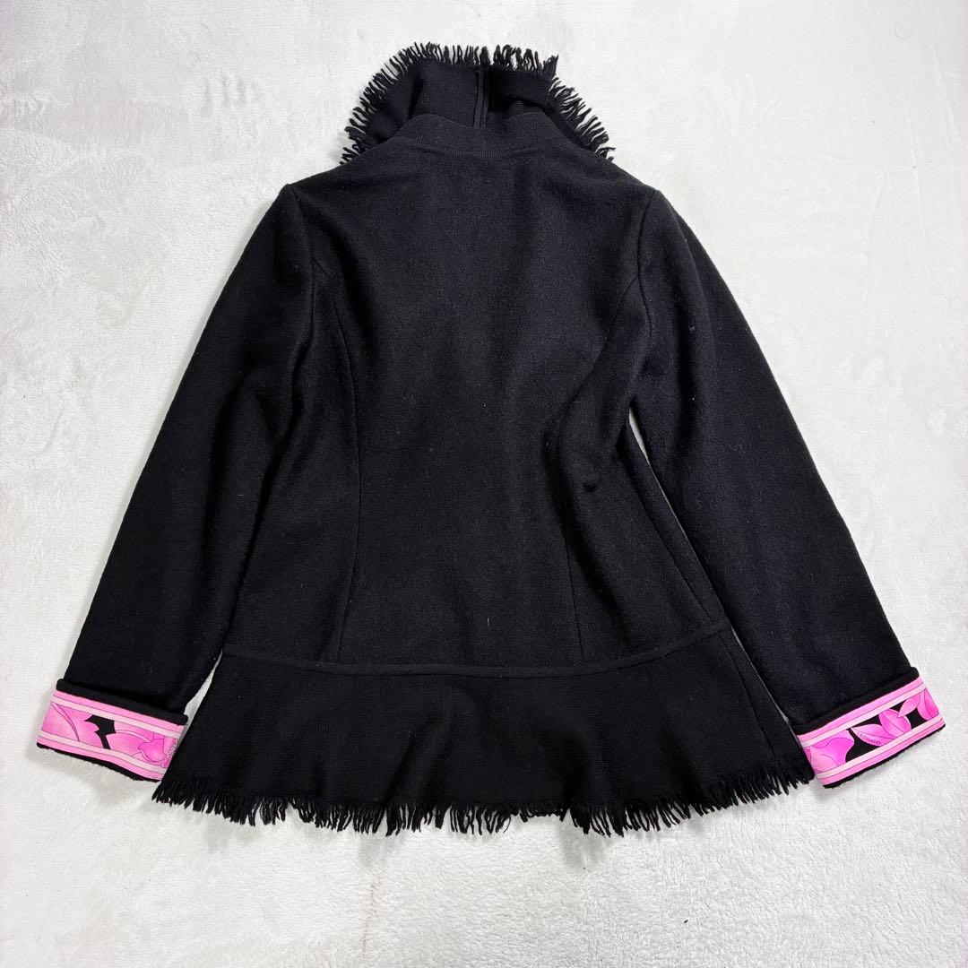 ハ*ー様 美品✨レオナール フリンジ カーディガン ジャケット 40
