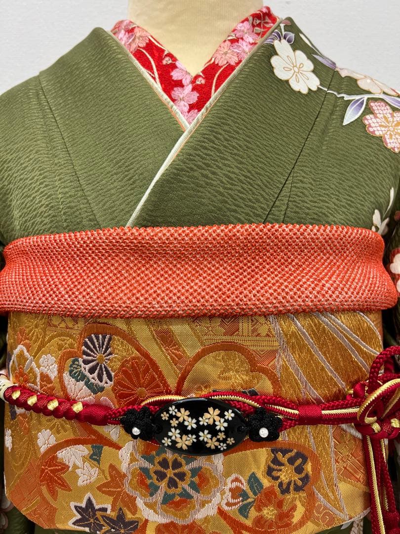 振り袖　フルセット　別誂長襦袢　グリーン　金彩加工　刺繍入り　834
