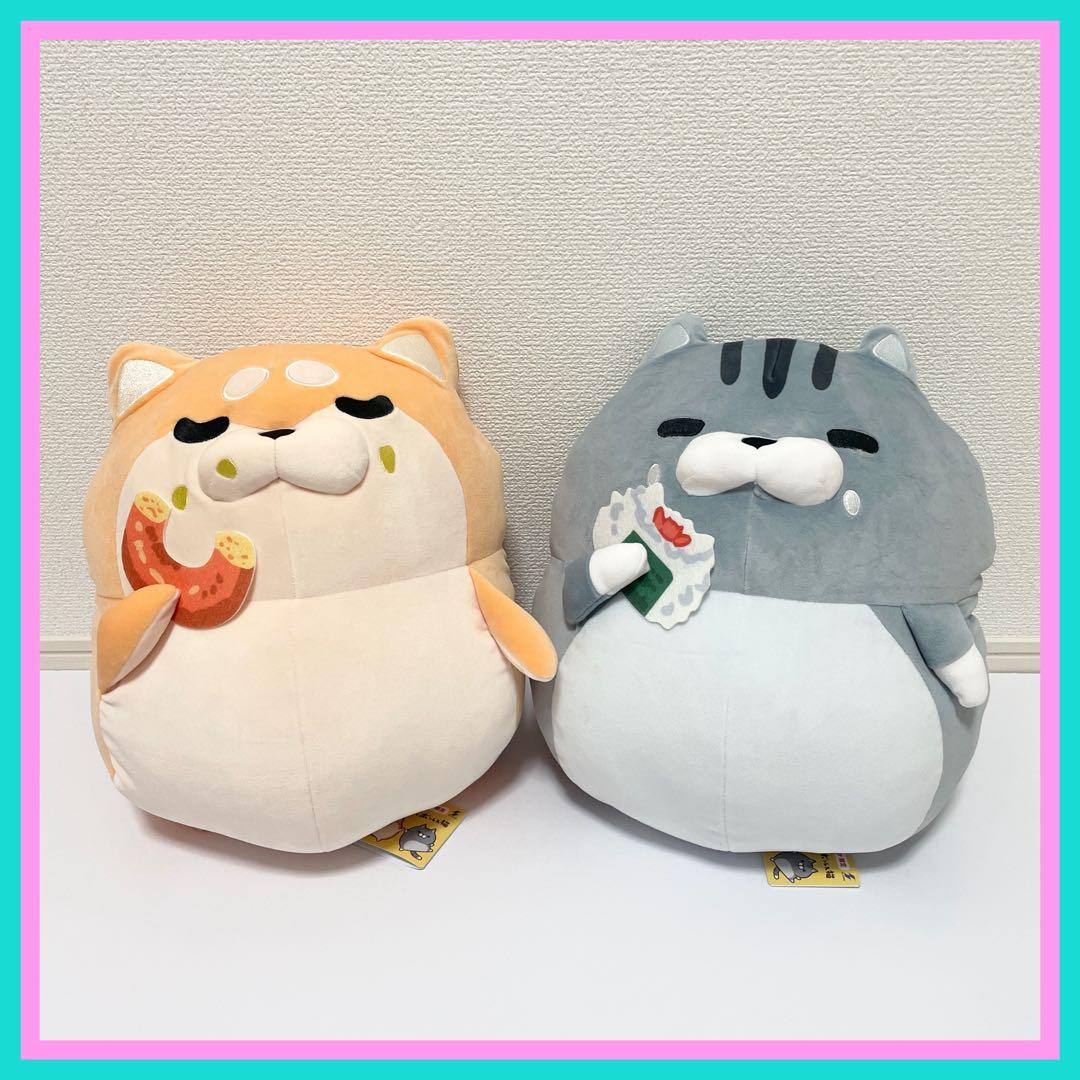 ナムコ限定☆新品【ボンレス犬とボンレス猫】すやすやBIGぬいぐるみセット