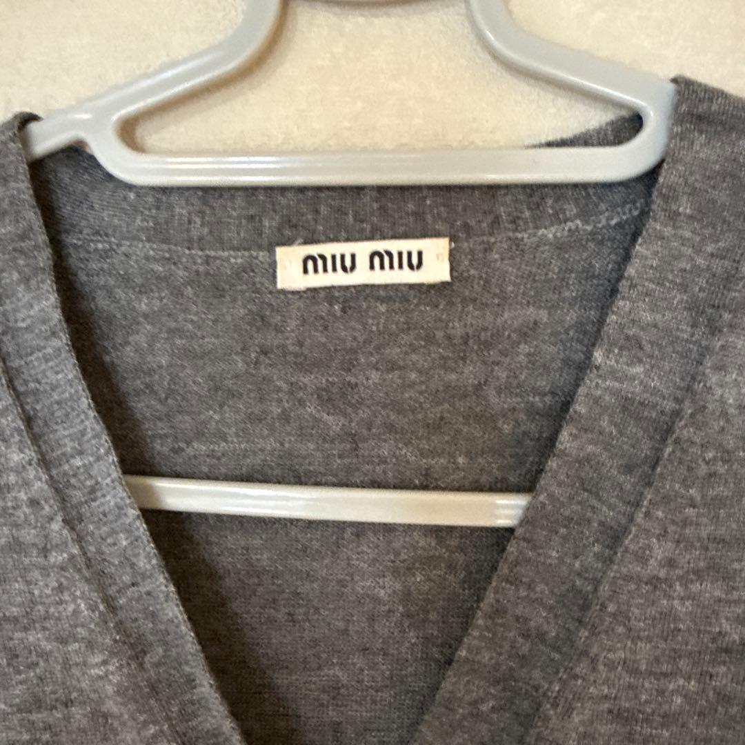 美品　miu miu ブラック シルクリボンカーディガン　グレー　36