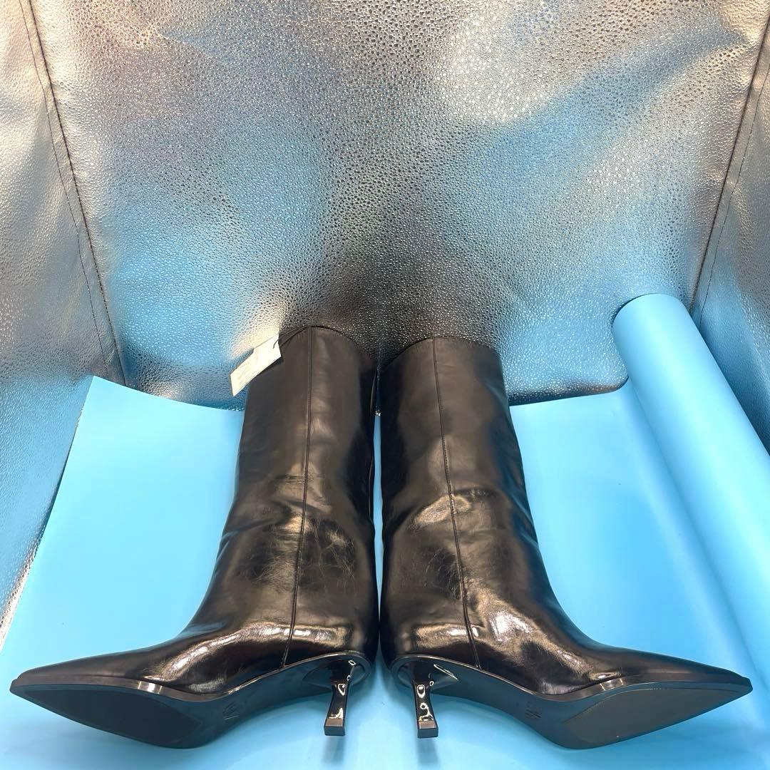 ZARA ザラ　キトゥンヒールブーツ　ワイドシャフトロングブーツ　23.5㎝