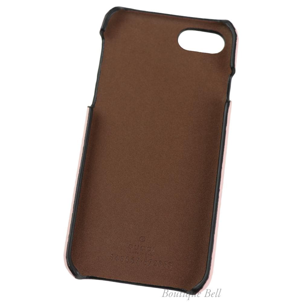 【グッチ】レザーグッチシマ キャット猫 iPhone7/8/SEケース Pink