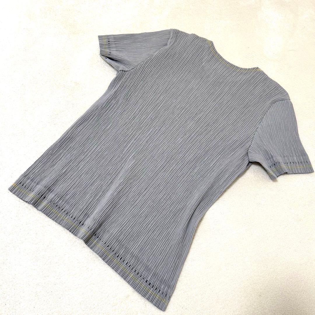 極美品✨ISSEY MIYAKE プリーツ　グレー　半袖　Mサイズ トップス