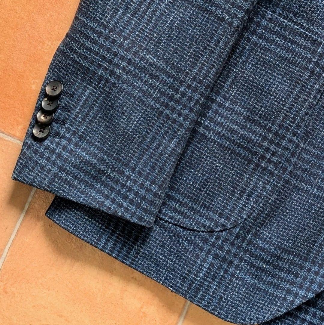 【近年モデル】LARDINI ジャケット ネイビー コットン リネン チェック