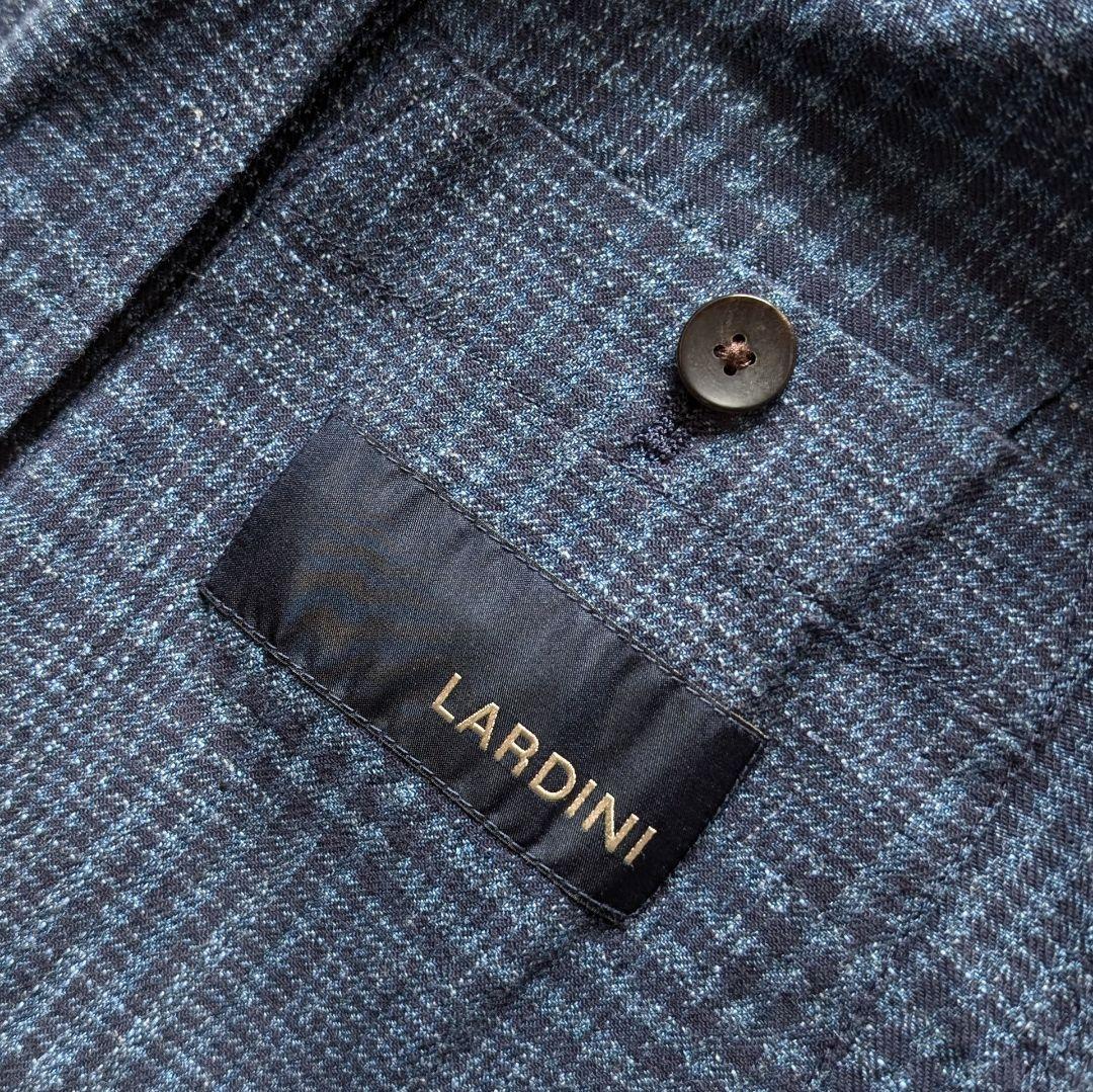 【近年モデル】LARDINI ジャケット ネイビー コットン リネン チェック