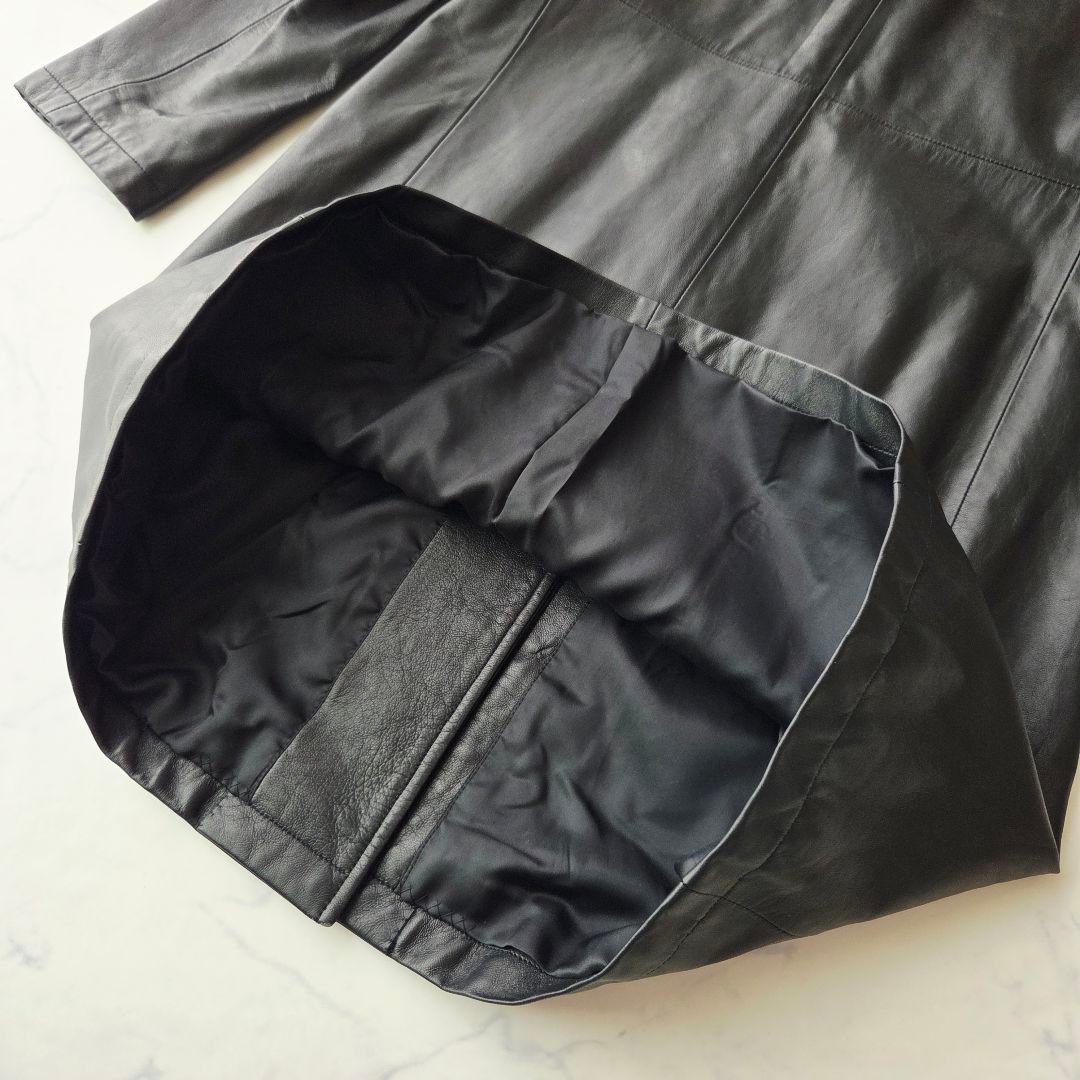 美品✨️ 北川製 BALMAIN バルマン ラムレザー ロングコート 黒 9号