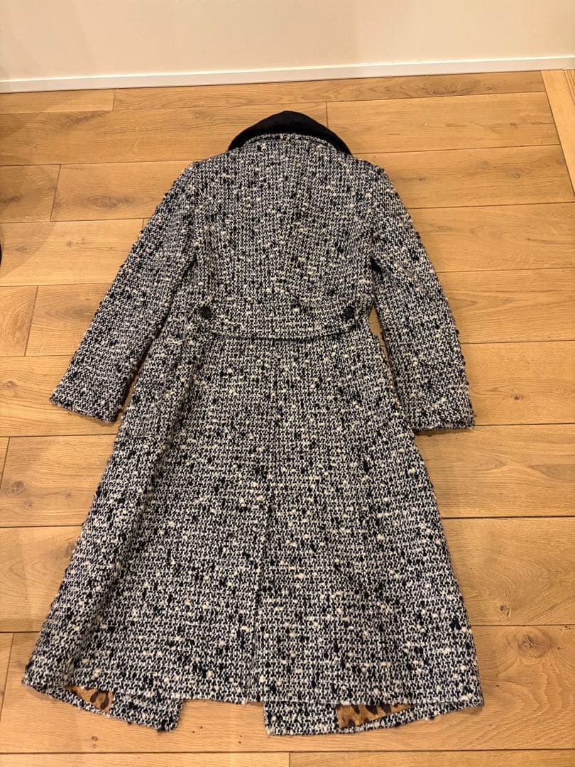 DOLCE & GABBANA ツイードロングコート　襟毛皮　38