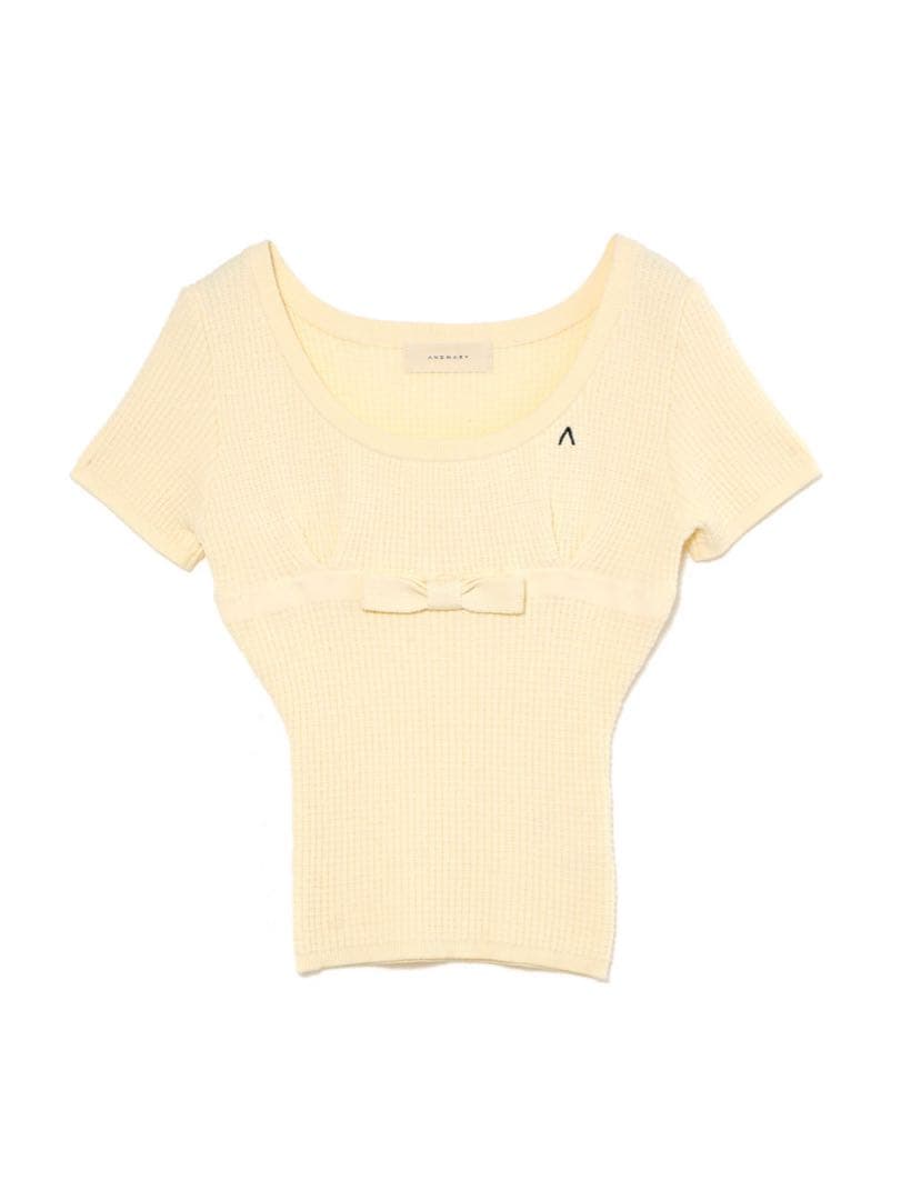 トップス Andmary Waffle ribbon tops ivory