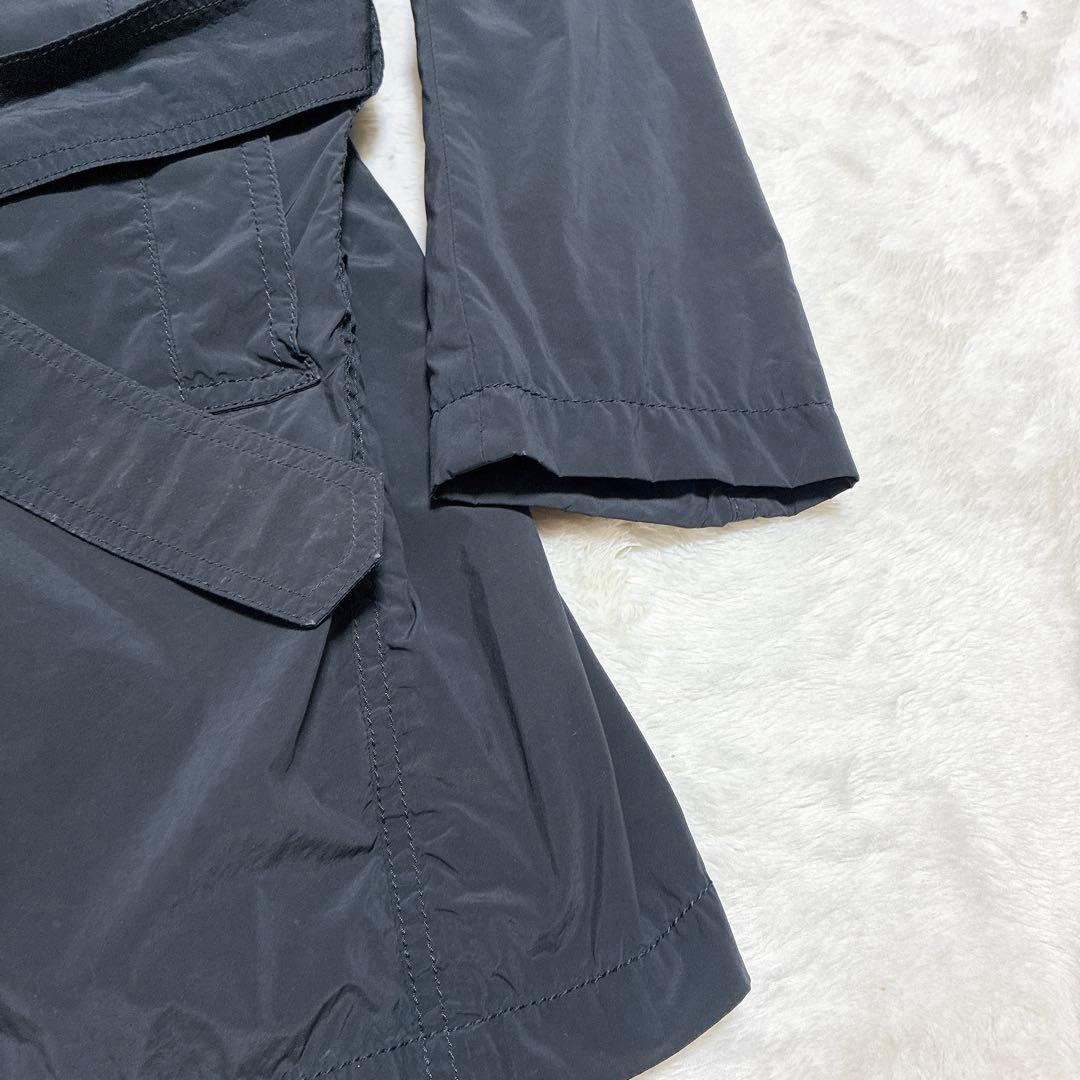 HERNO ヘルノ　黒 ダブルブレスト トレンチコート　光沢　46 ブラック