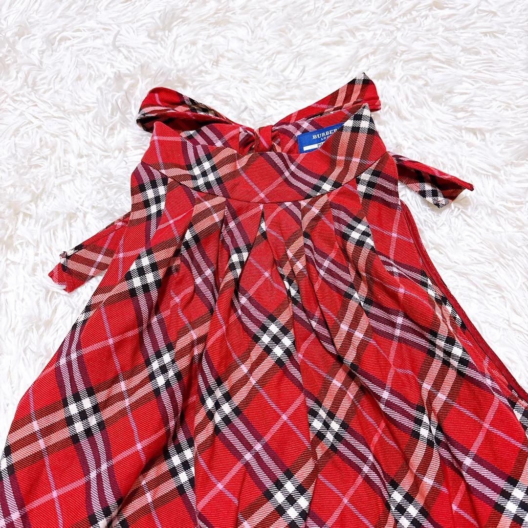 ✨美品✨BURBERRY BLUE LABEL チューブトップ ノバチェック 赤