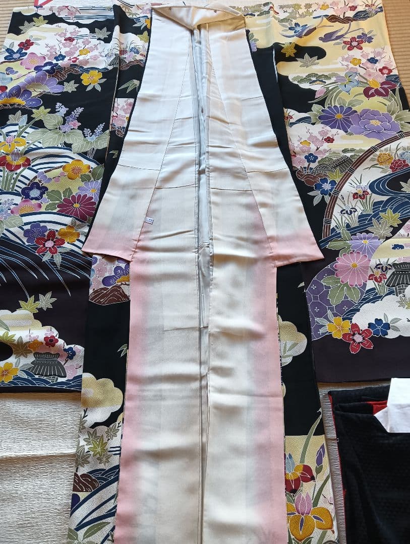 高級　京紅型　有名作家　黒　振袖フルセット　伝統工芸　丈164 裄67