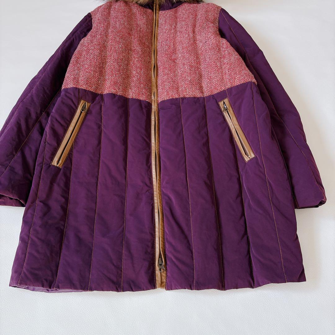 【最高級素材使用】美品♡ROSIER ハリスツイード ダウンコート カシミヤ L