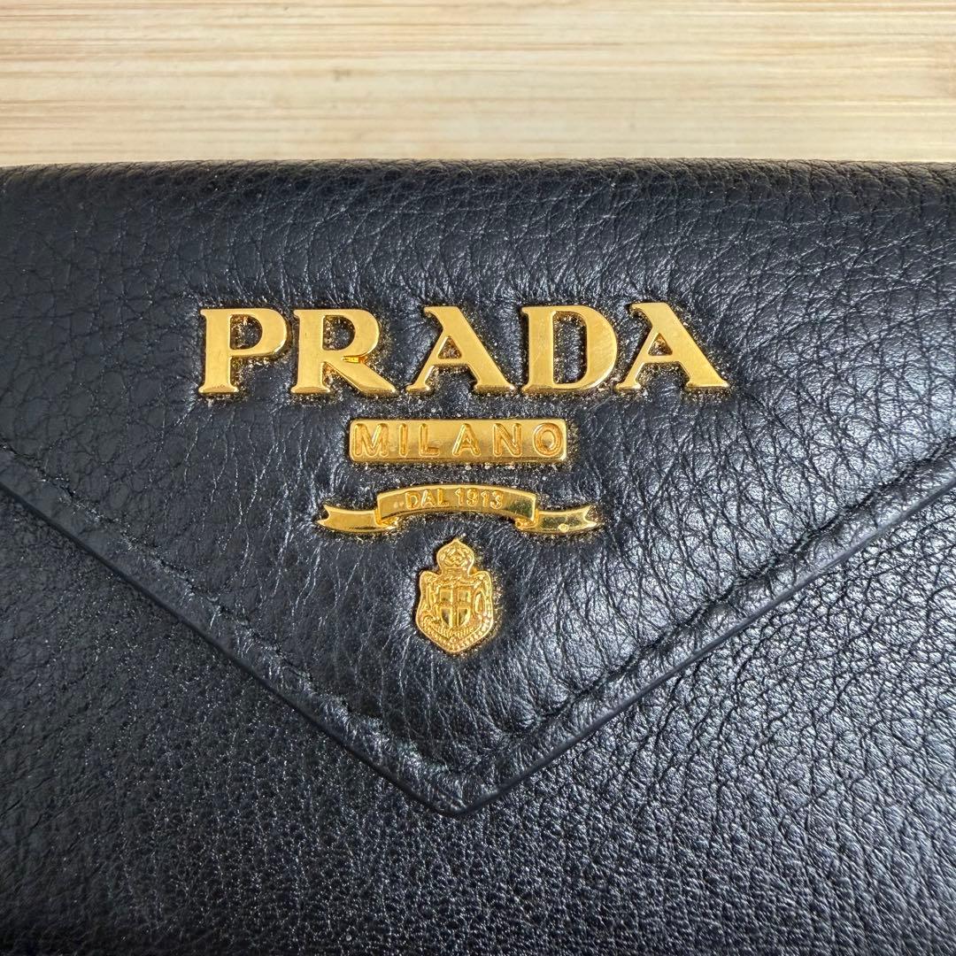 miko 美品★ PRADA 三つ折り財布 ブラック