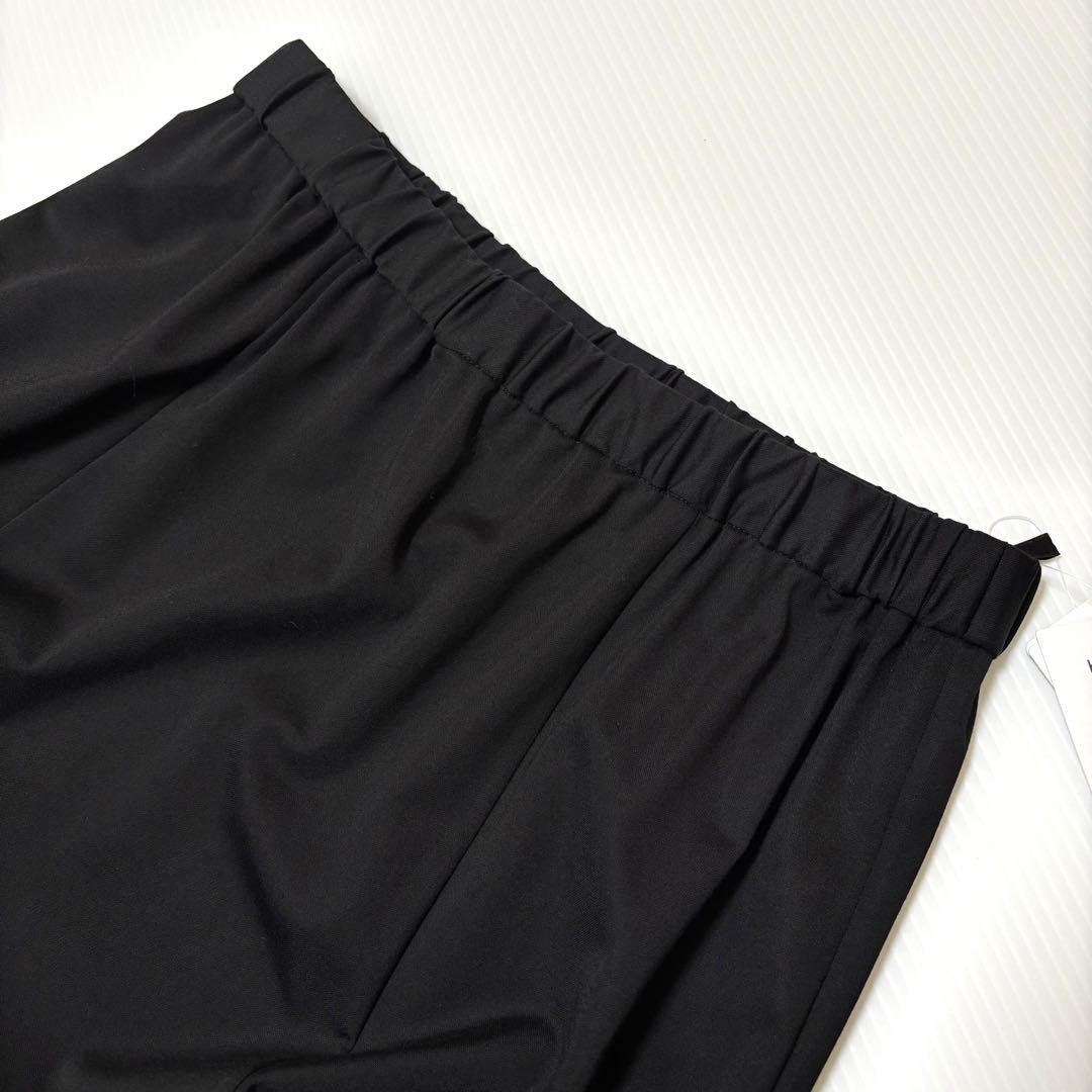 新品【アンタイトル】ゴム　ロング　フレア　スカート　ブラック　ジャージー　黒　L