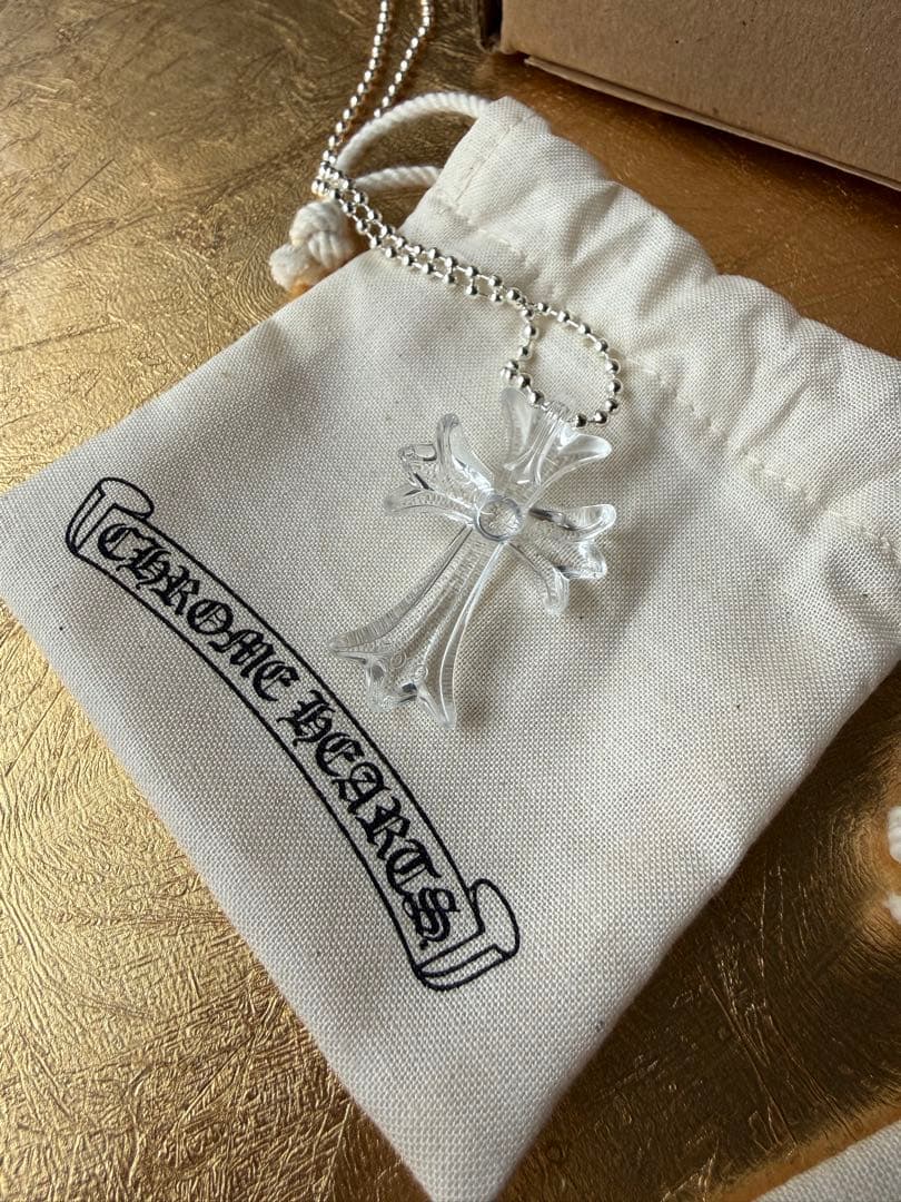 CHROME HEARTS クロムハーツ シリコンCHクロスネックレス クリア