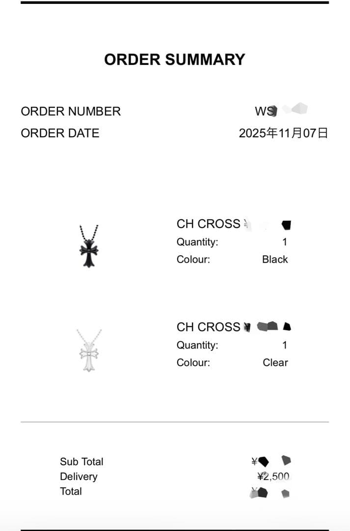 CHROME HEARTS クロムハーツ シリコンCHクロスネックレス クリア